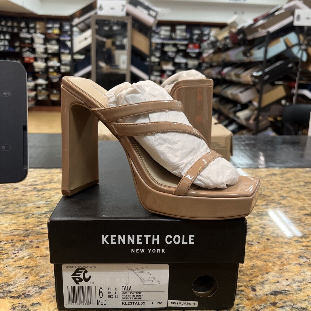 Kenneth Cole New York Women's Tala Asymmetrical Platform Sandals Buff Size 6M