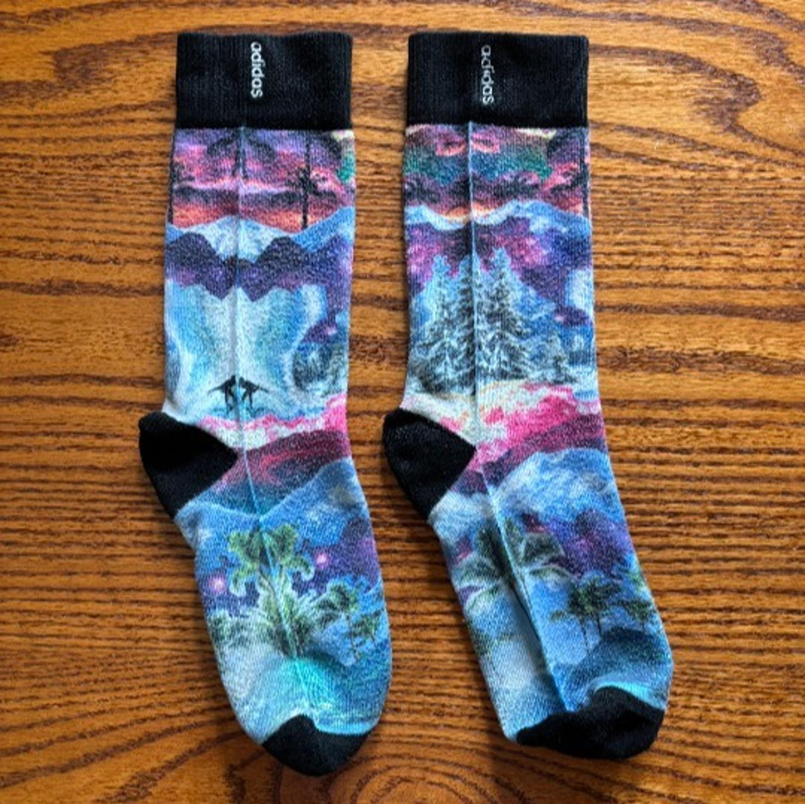 Adidas socks Palm and pine trees