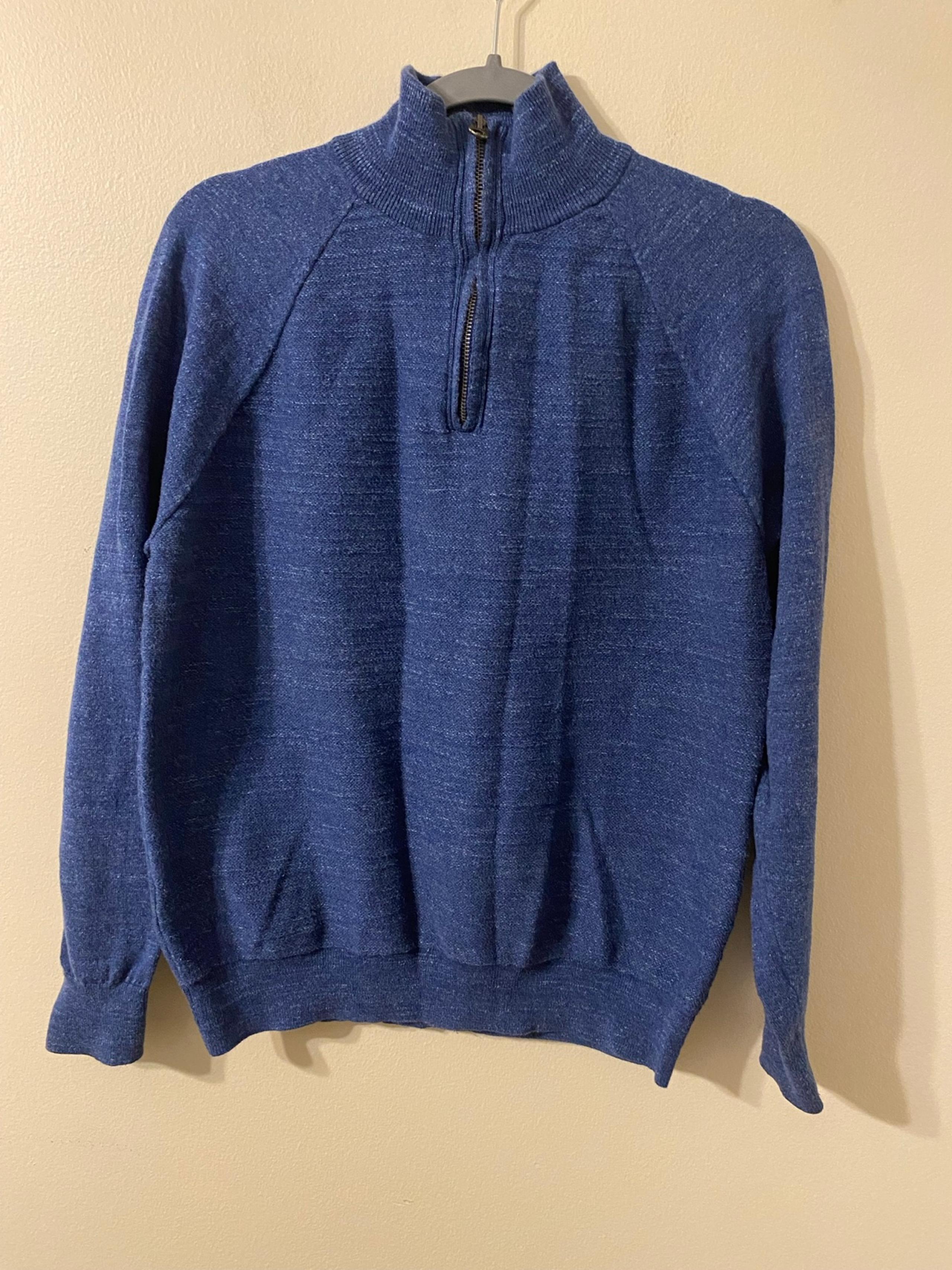Mens Royal Blue J. Crew 1/2 Zip Pullover Sweater 100% Cotton Size Medium