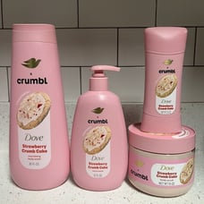 Dove X Crumbl SET Strawberry Crumb Cake Deodorant, Body Wash Hand Wash Scrub