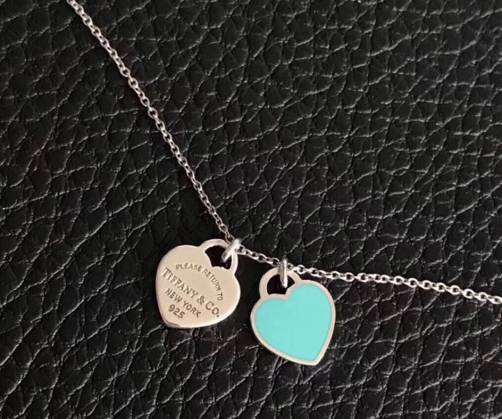 Tiffany Double Heart Enamel Necklace