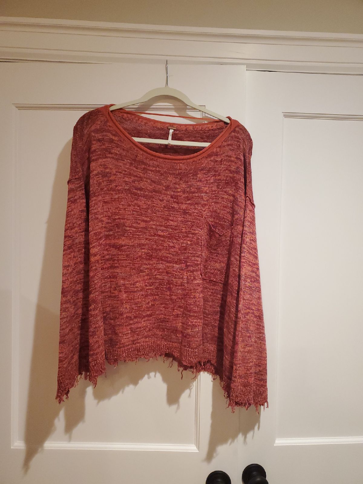 Free People Prism Space Dye Pink Marled Knit Pullover Sweater NWOT Size S 128