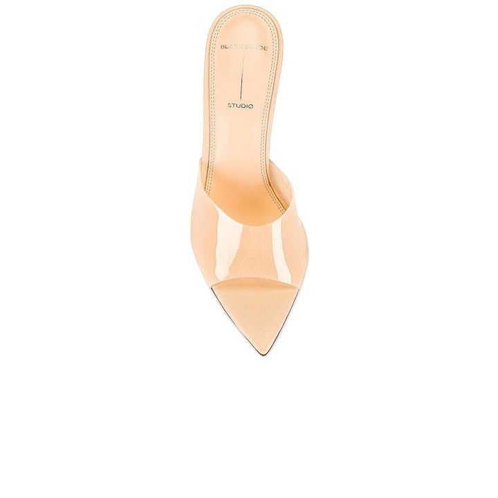 Black Suede Studio Bella High Heels Mule in Blush 8 Womens Pointy