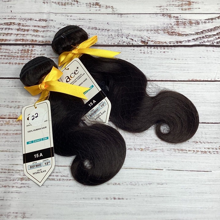 2 Bundles 10, 12” Body Wave Brazilian Human Hair Nat. Black