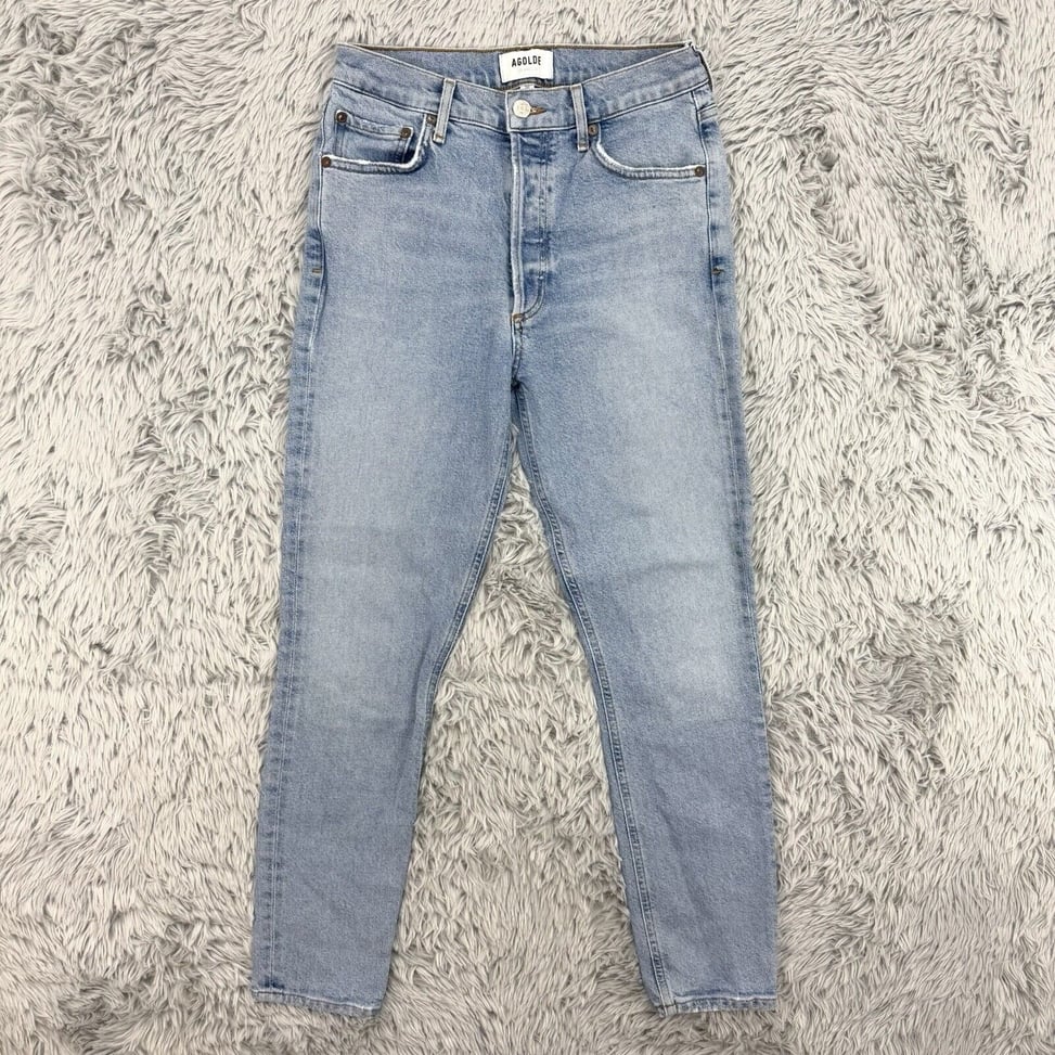 AGOLDE Jeans Women's 26.5x26 Light Wash Nico Organic Cotton Stretch Button Fly