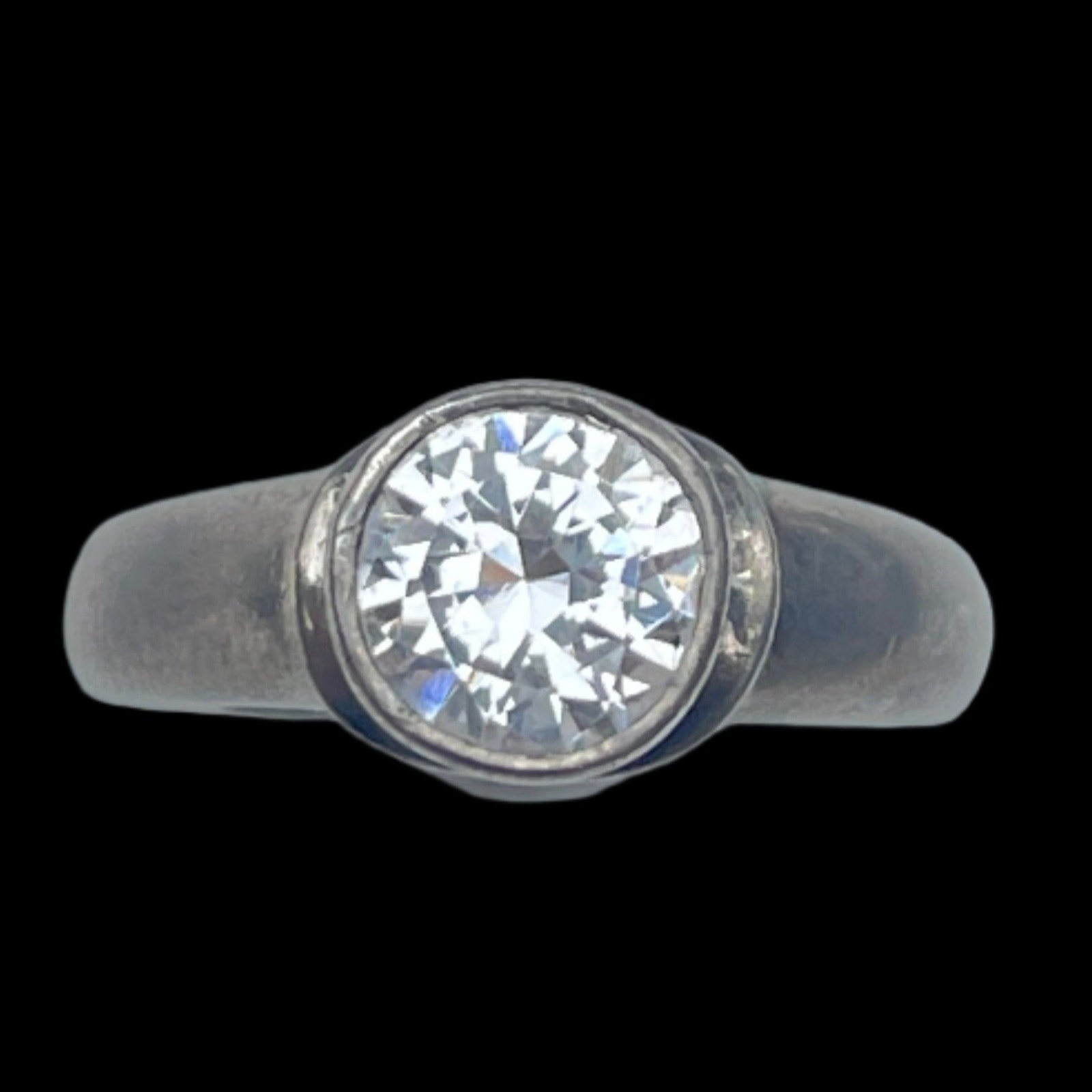 Vintage Cubic Zirconia Sterling Silver Ring - Size 6