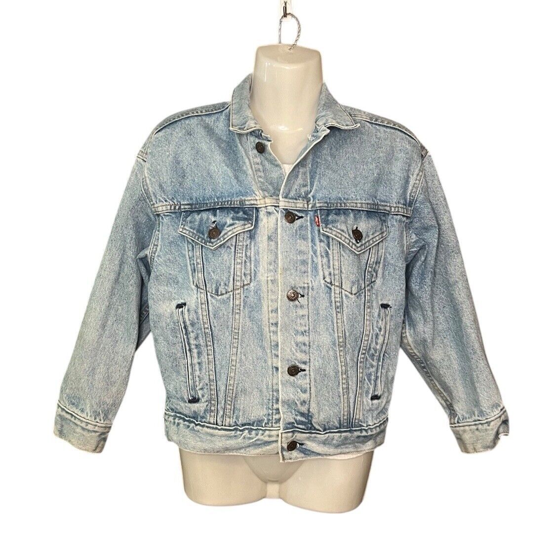 Vintage Levi Red Tab Stonewashed 1980s Denim Cropped Jacket Size Small/Medium