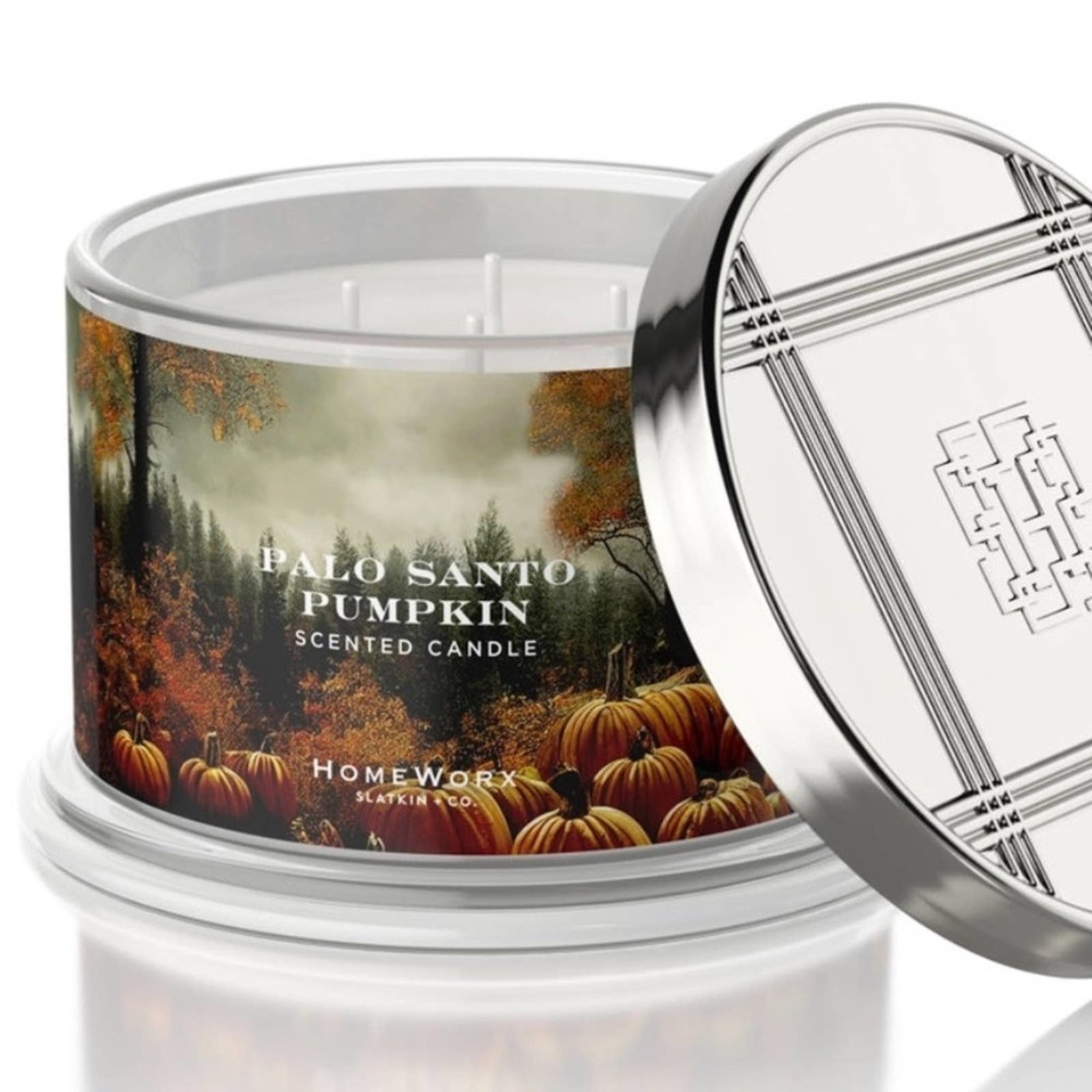 PALO SANTO PUMPKIN CANDLE HOMEWORX LUXE RARE HTF FALL NEW SUEDED WOOD CINNAMON