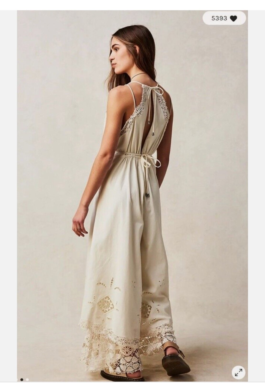 NWT retails 300. Free people size 6 white crocheted lace pantsuit/jumpsuit.