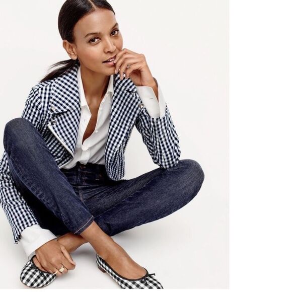 J. Crew Motorcycle jacket in gingham