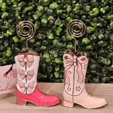 Pink Coquette Bow Cowgirl Boot Card Holders set of 2