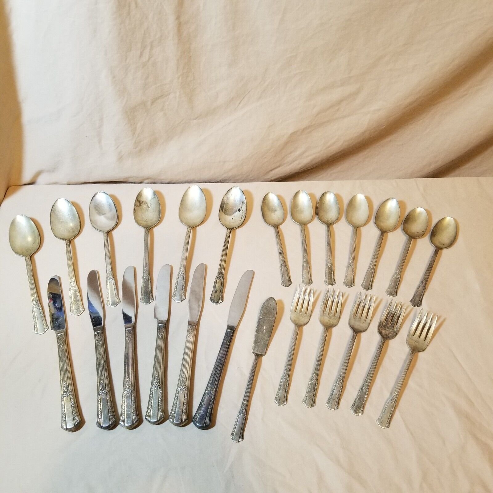 25 Pieces Wm Rogers Treasure Silver Overlaid Silverplate William Silverware Set