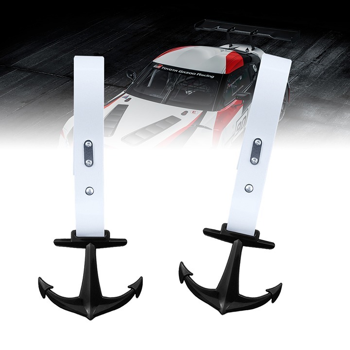 NEW 2PCS ANCHOR ANKER BLACK JDM TSURIKAWA RING WHITE Handle Strap Drift Charm