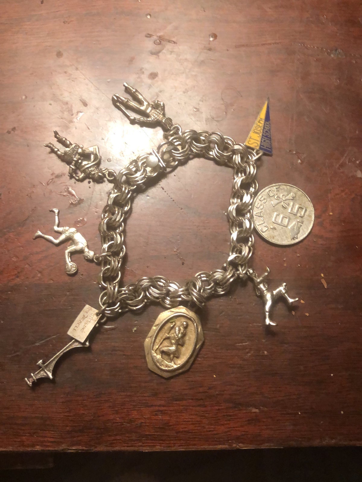 Vintage JB Bell sterling bracelet with charms