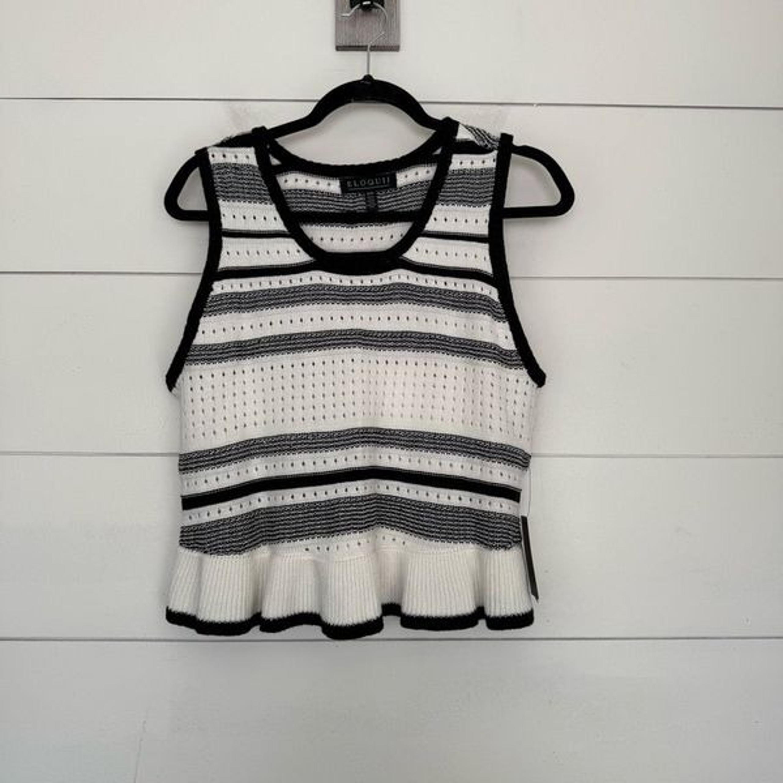 Women’s 14/16 Black White Sweater Vest Sleeveless Sweater NWT - Eloquii