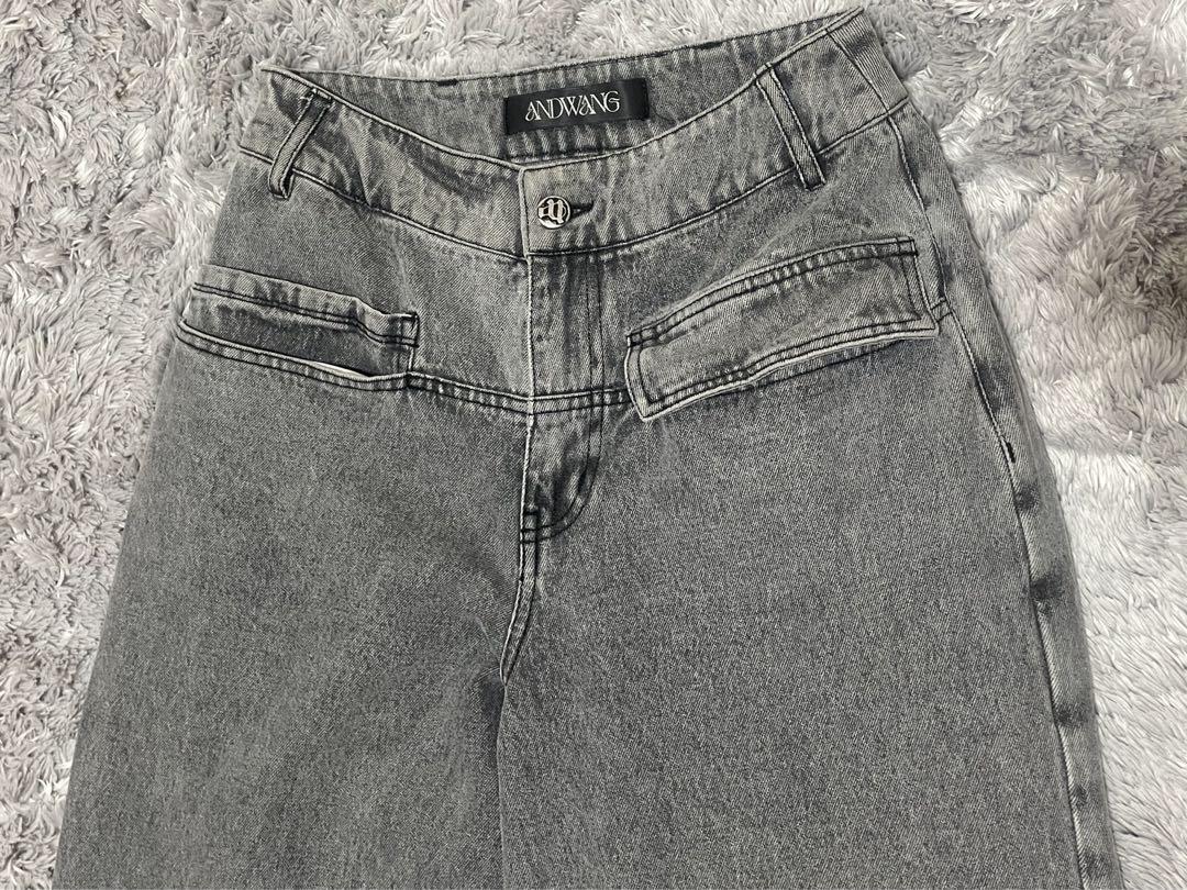 ANDWANG back cutout denim pants (gray) size S