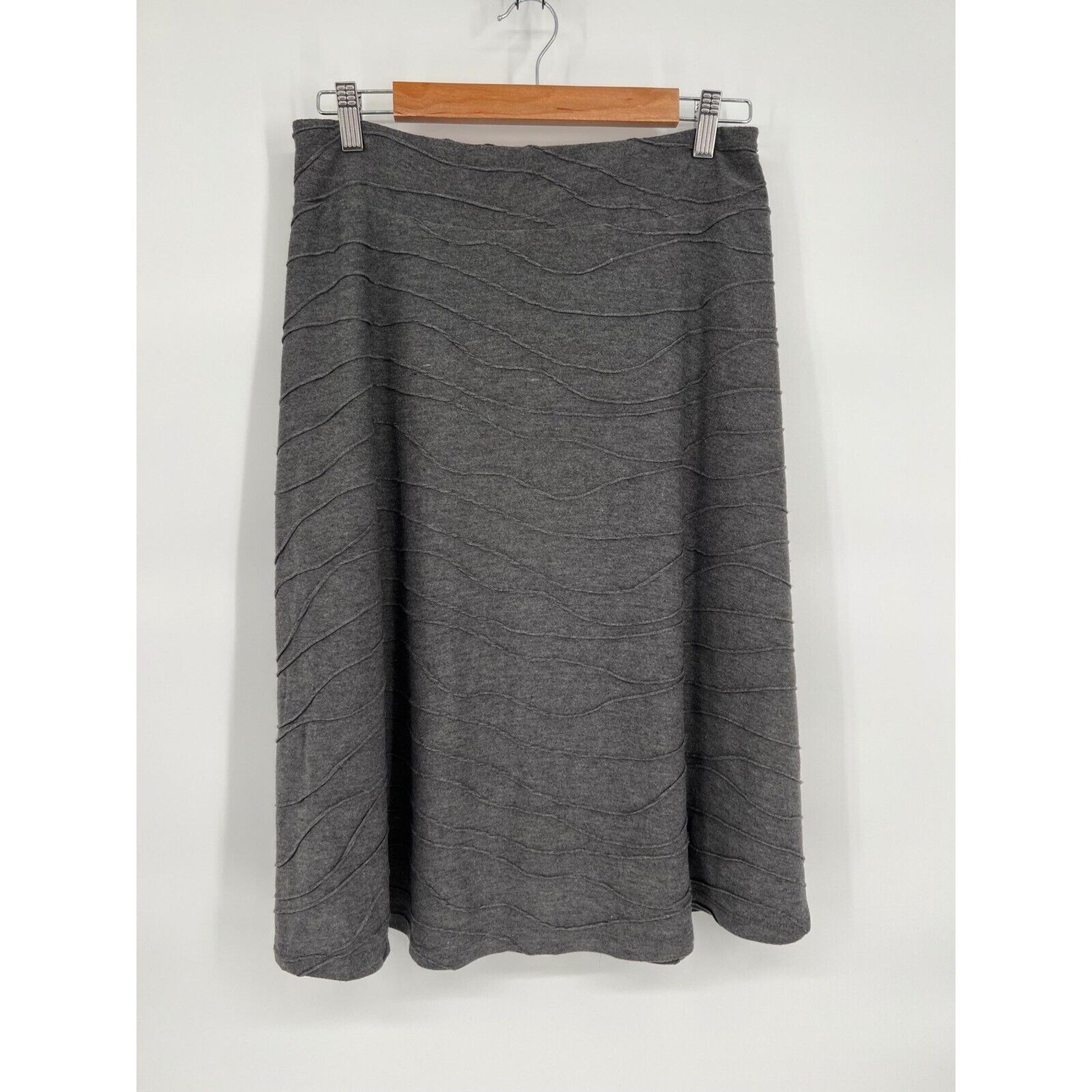 Zac & Rachel Gray Knit Skirt Wavy Design Lined Career Casual Small