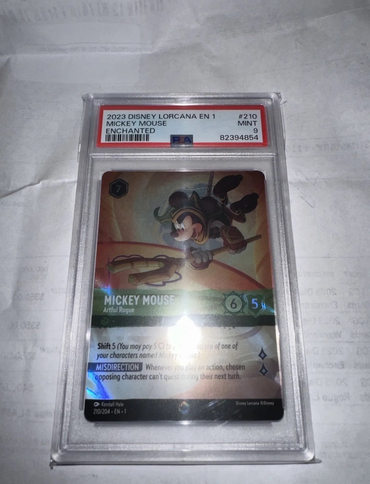PSA 9 - Disney Lorcana Mickey Mouse Artful Rogue Enchanted Rare 210/204
