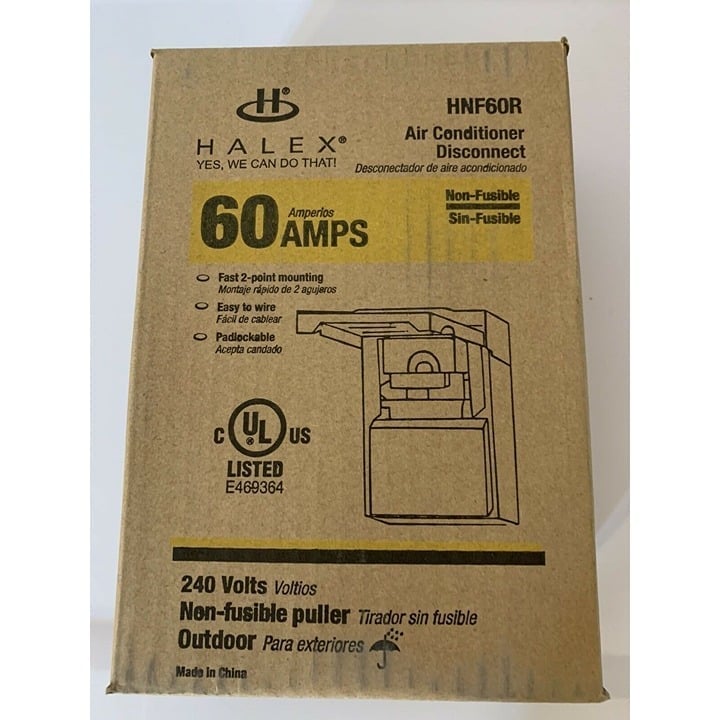 New HALEX HNF60R 60 AMP FUSIBLE AC DISCONNECT