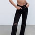 Zara ripped black wide leg ( size 10)