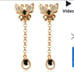 Premium monte bell indicolite, butterfly earrings 0.75 ctw YG over sterling silv