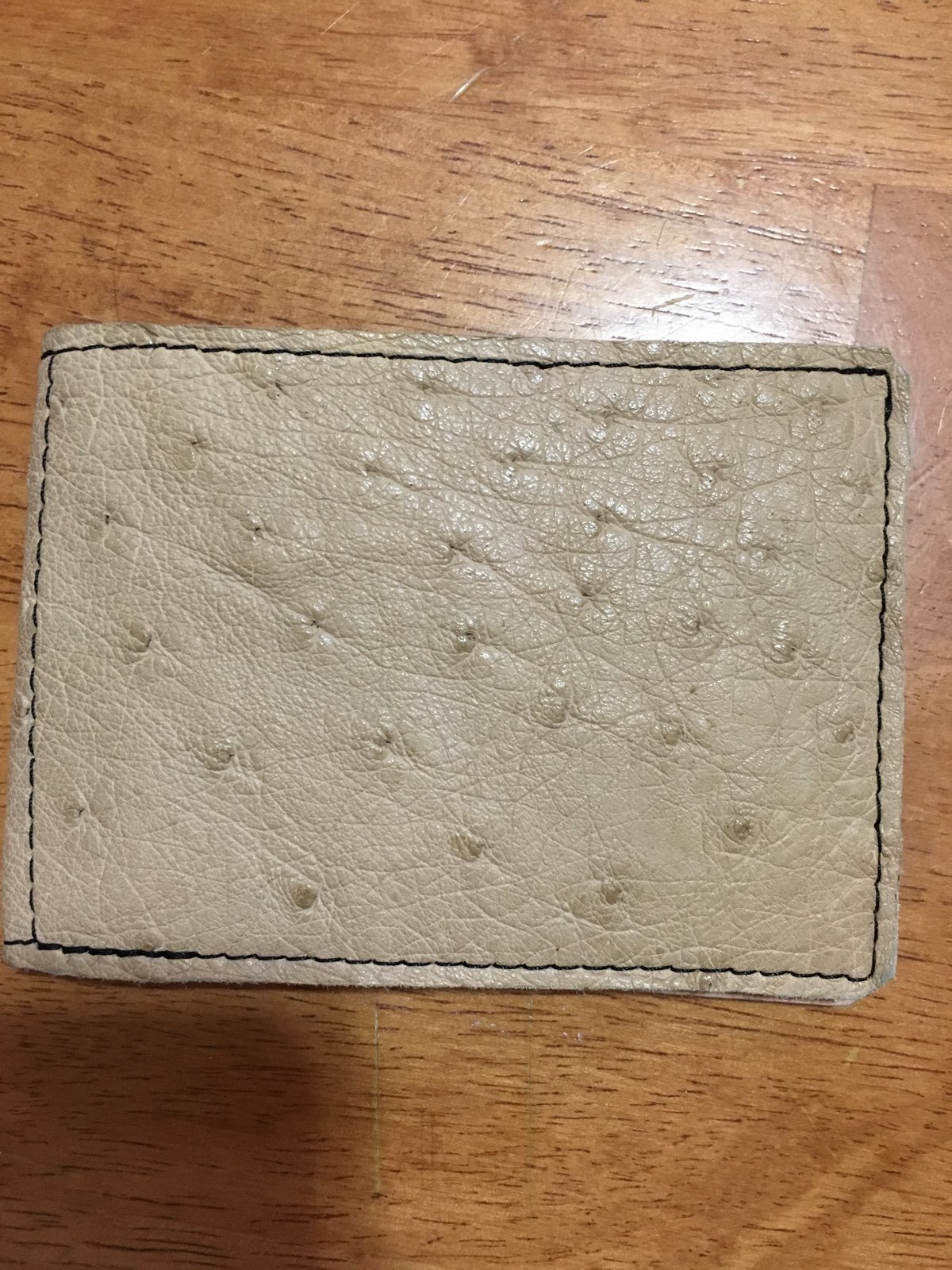 Light tan Ostrich Leather Wallet Mexico