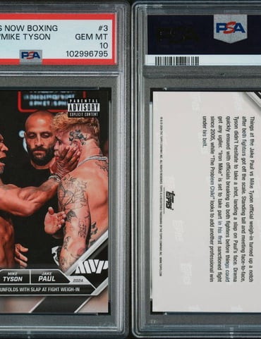 PSA 10 2024 TOPPS NOW BOXING JAKE PAUL/MIKE TYSON #3 WEIGHT-IN SLAP MOMENT