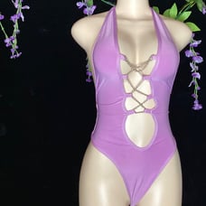 Pink swimsuit Crochet Trimexotic dance wear stripper outfit one piece