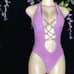 Pink swimsuit Crochet Trimexotic dance wear stripper outfit one piece