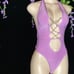 Pink swimsuit Crochet Trimexotic dance wear stripper outfit one piece