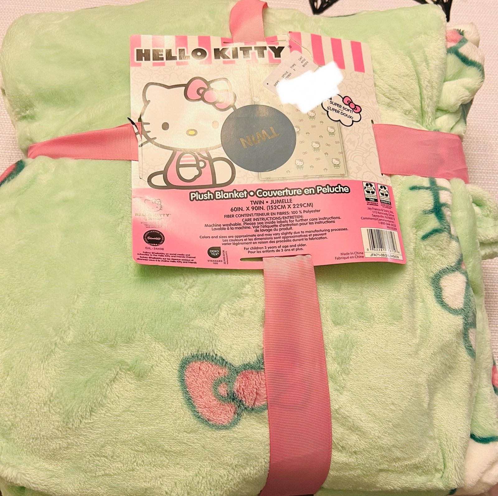 Hello Kitty Mint Green Twin Blanket