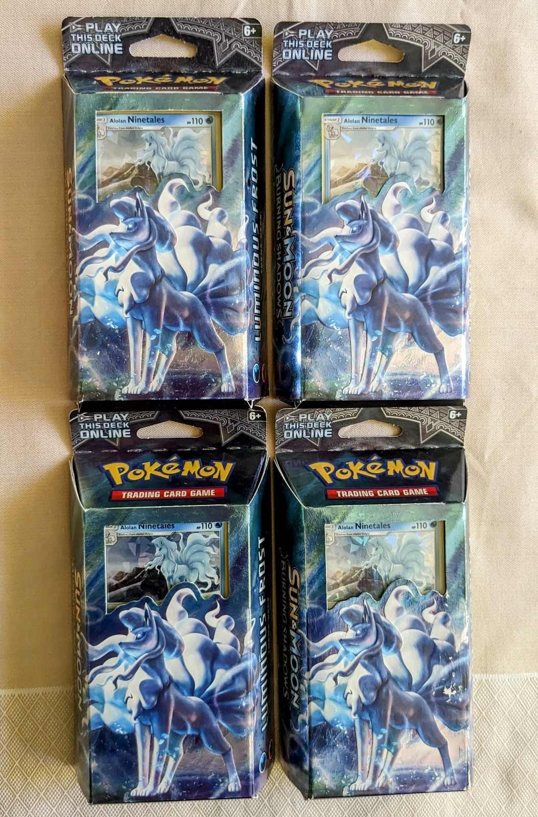 4x Pokemon LUMINOUS FROST Sun & Moon Burning Shadows Theme Decks NEW Ninetails