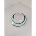 Blenko Glass 9808 Crystal Round Hat Bowl Applied Emerald Green Swirl 2001 signed