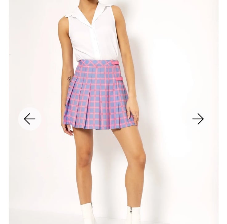 Black Milk Skirt Pleated Pink Sz 4 Plaid