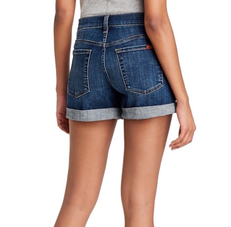 7 For All Mankind Mid Rise Roll Cuff Denim Shorts 32 Broken Twill Vanity