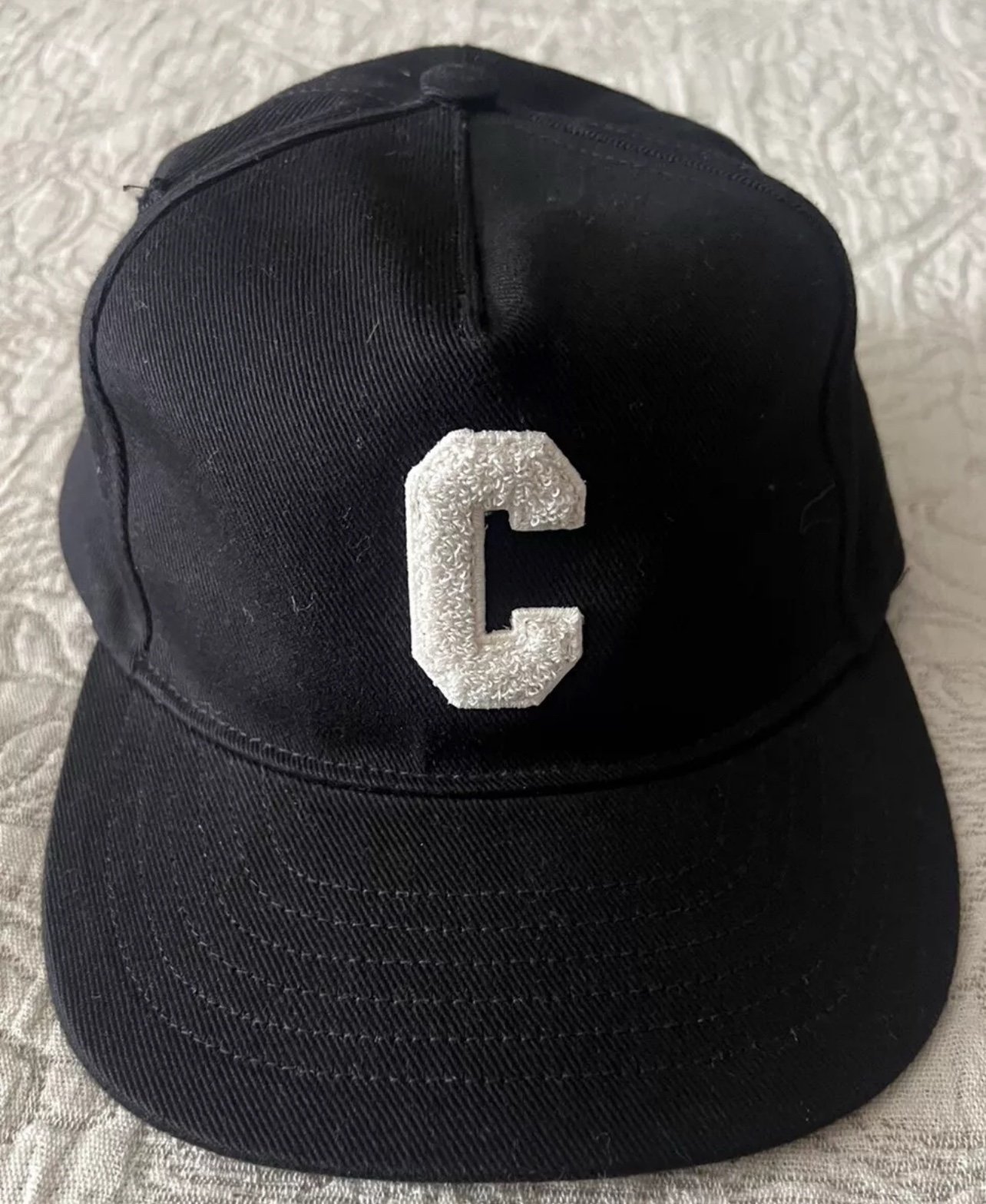 Celine Embroidered Black Stitched Baseball Cap Hat Msrp 590
