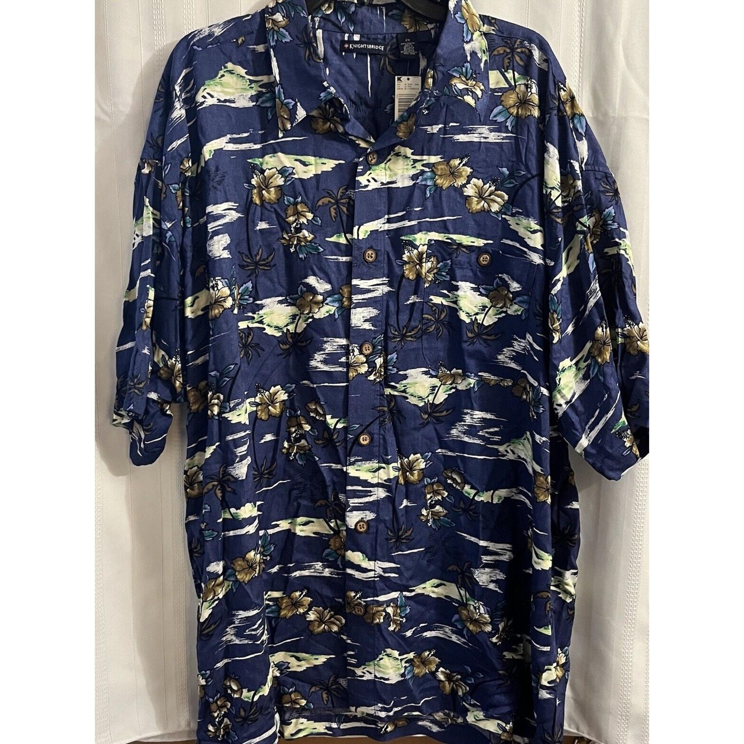 Knightsbridge Men's Short Sleeve Rayon Tropical Hawaiian Shirt 2X