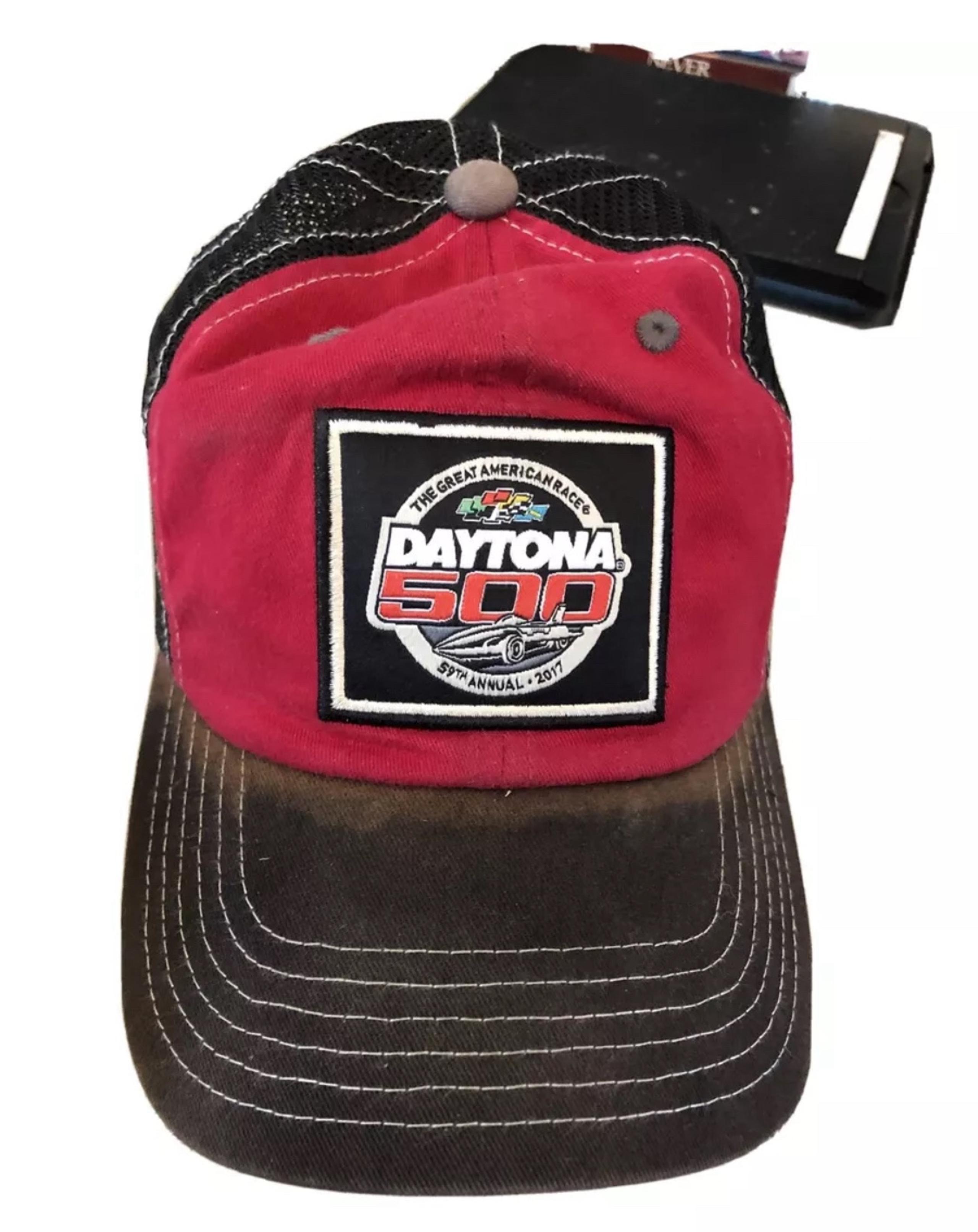 NASCAR Daytona 500 59th 2017 mens mesh trucker style hat Red black Hook loop