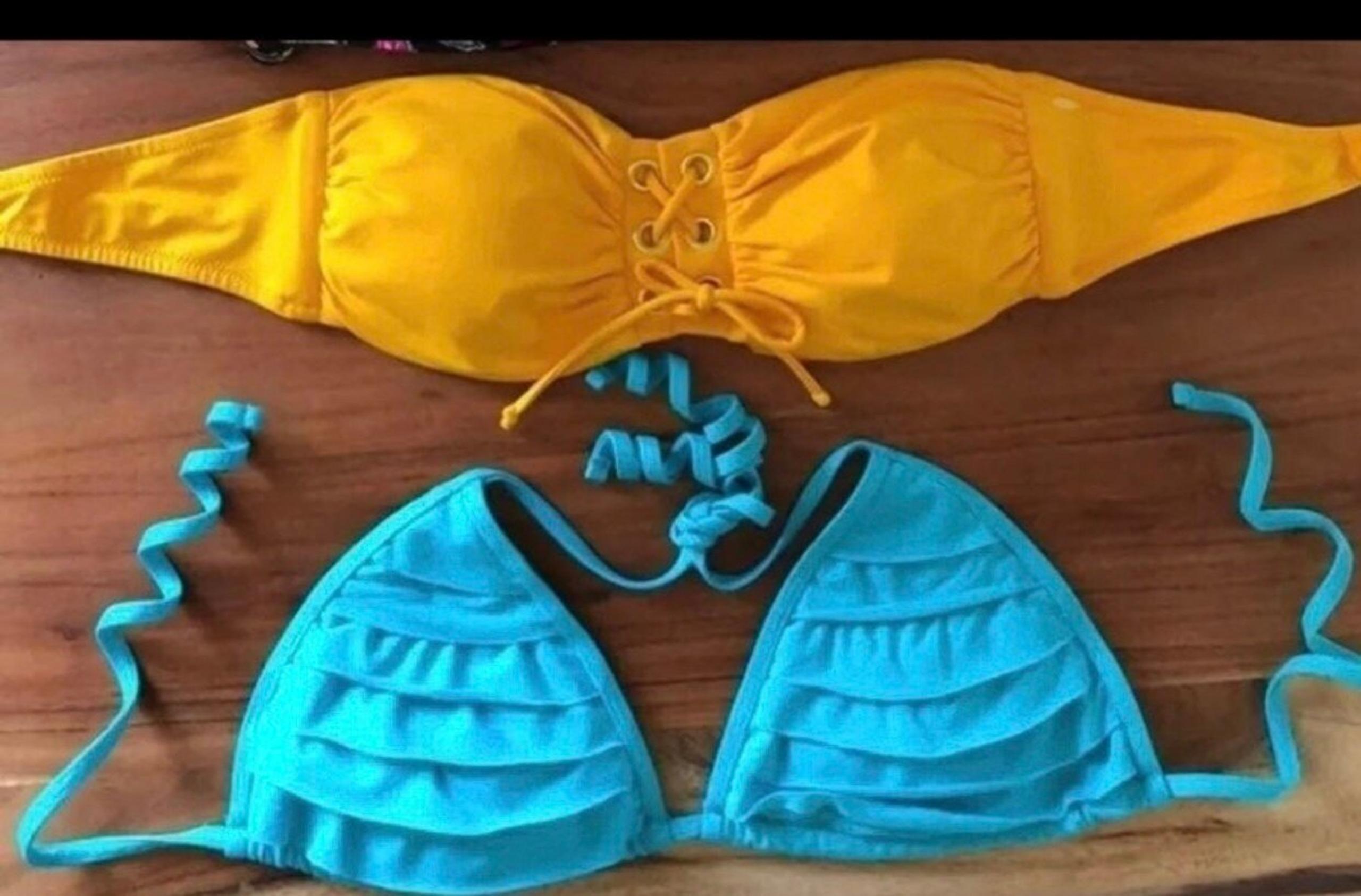 2 New Bikini Top Melissa ODABASH & ASOS M 6 Turquoise & Yellow