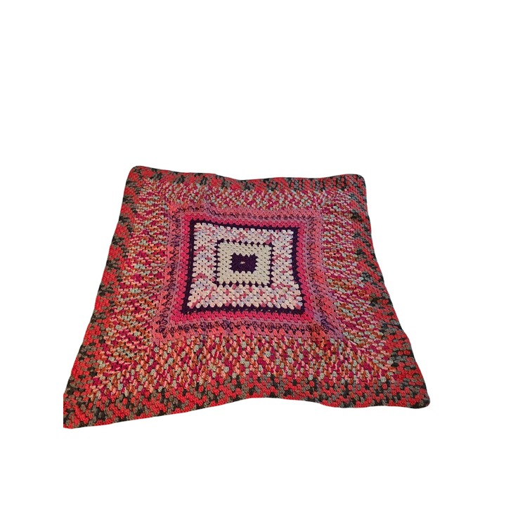 Vintage Crochet Handmade Afghan Lap Blanket Chair Throw Granny Cottage