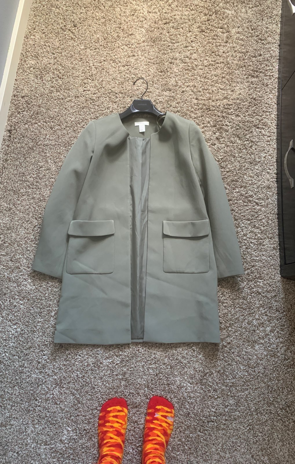 H&M Green Long Coat w/ Pockets