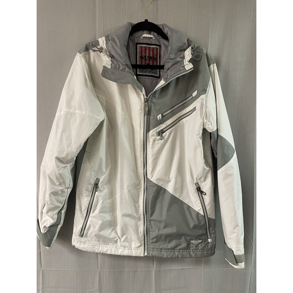 Sims Ski Jacket Men's Small White And Grey/gray Skiing, Sports Ski Lodge