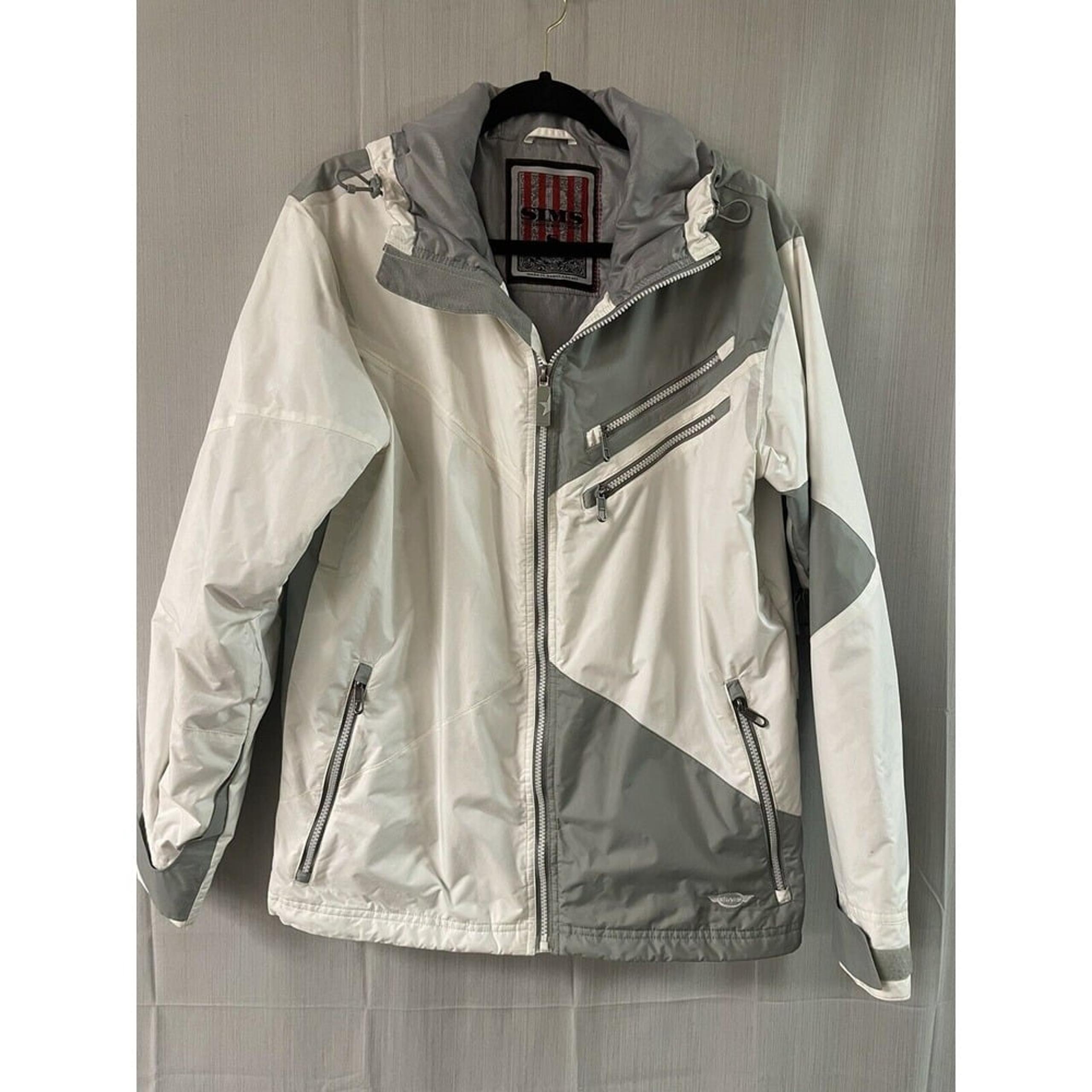 Sims Ski Jacket Men's Small White And Grey/gray Skiing, Sports Ski Lodge