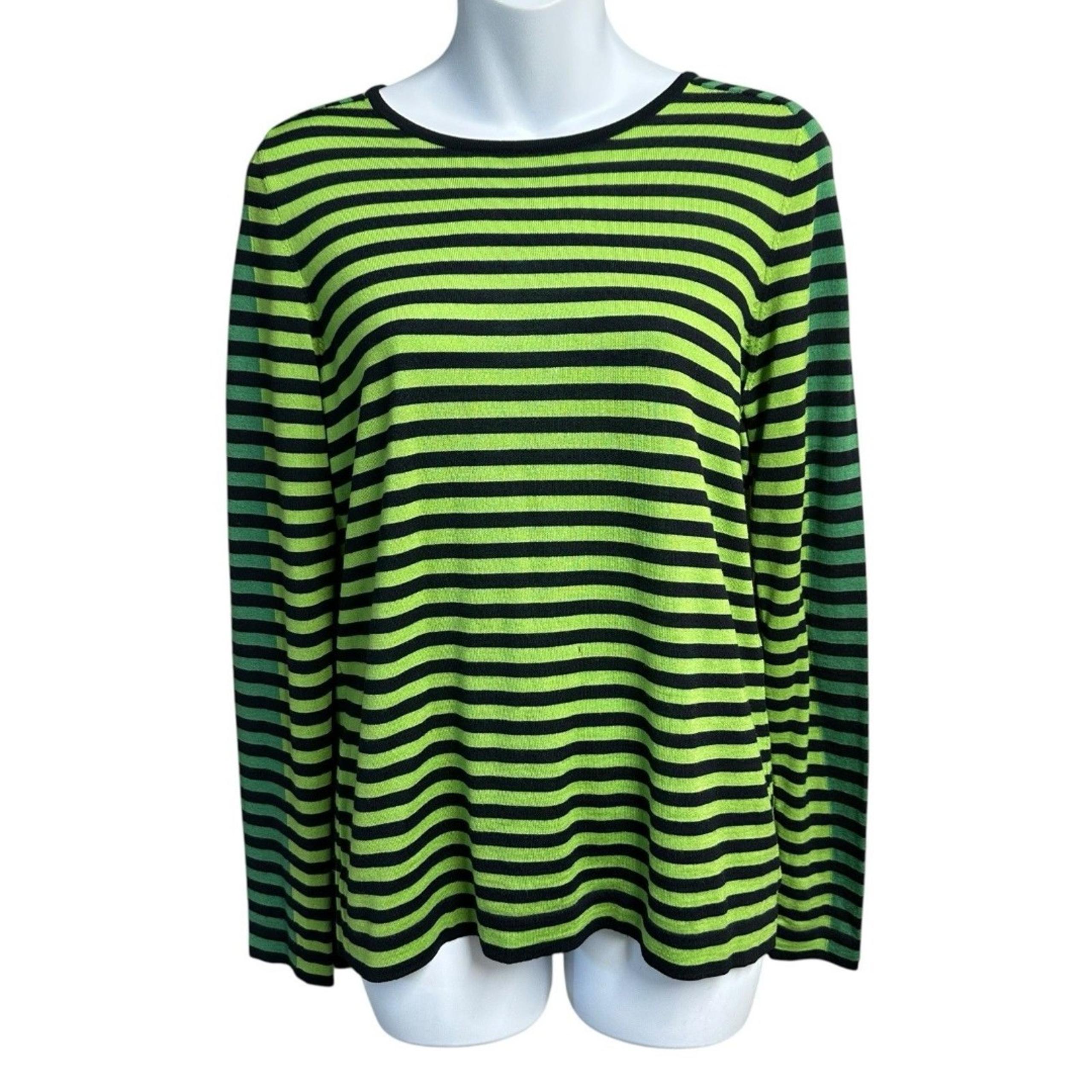 Akris Punto 100% Wool Sweater Top US 8 Stripe Stretch Pullover *2 Small Holes*