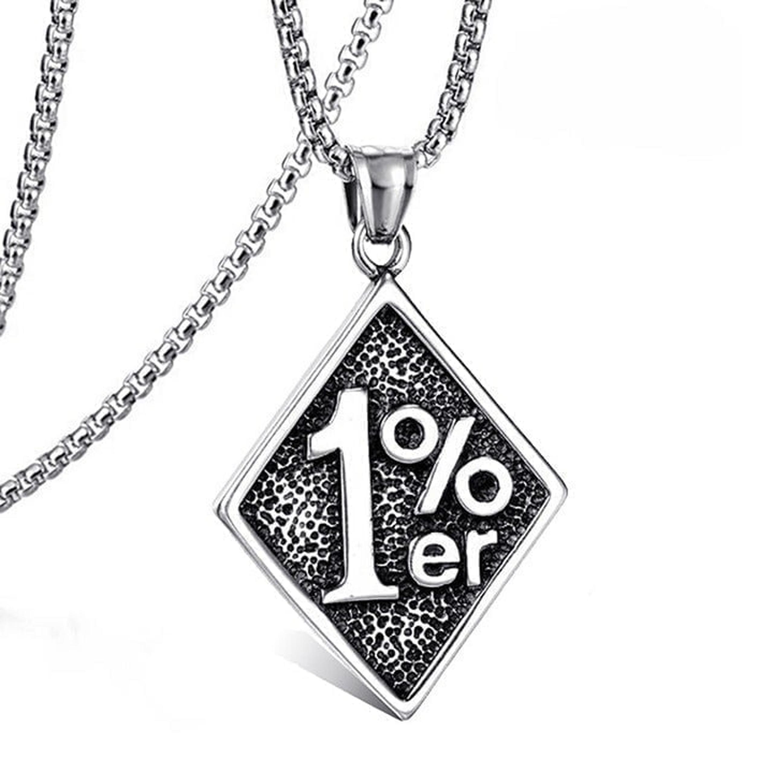 Fashion trend Retro 1%er square pendant necklace for women/men, N90201P179