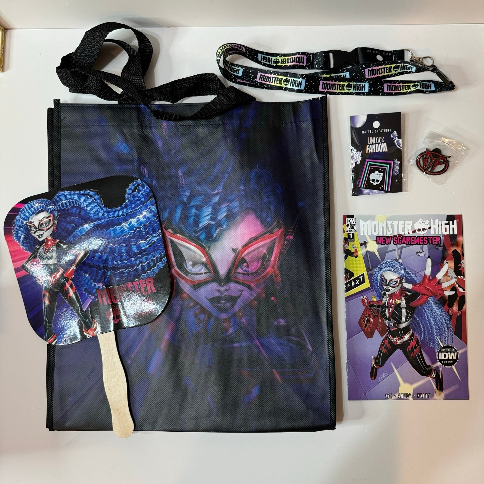SDCC 2024 Exclusive MONSTER HIGH LOT Lanyard SKULLETTE MEGA FRANKIE DEADFAST PIN