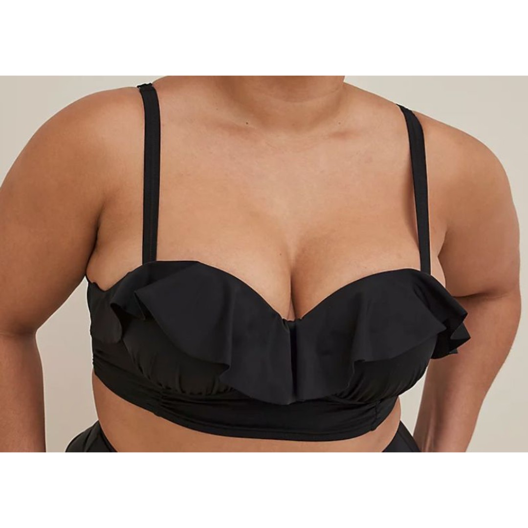 Torrid Black Underwire Push Up Bikini Top Plus Size 3X For DD-F Cup