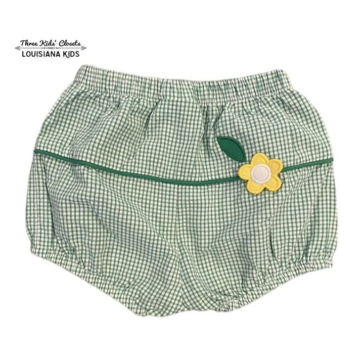 Florence Eiseman 12m Green Gingham Flower Appliqué Bloomers Shorts