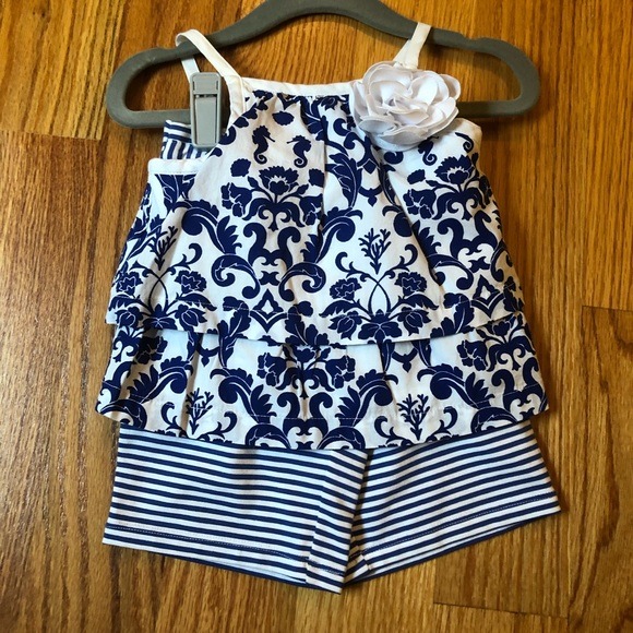 Janie and Jack blue & white outfit size 3-6 months NWT