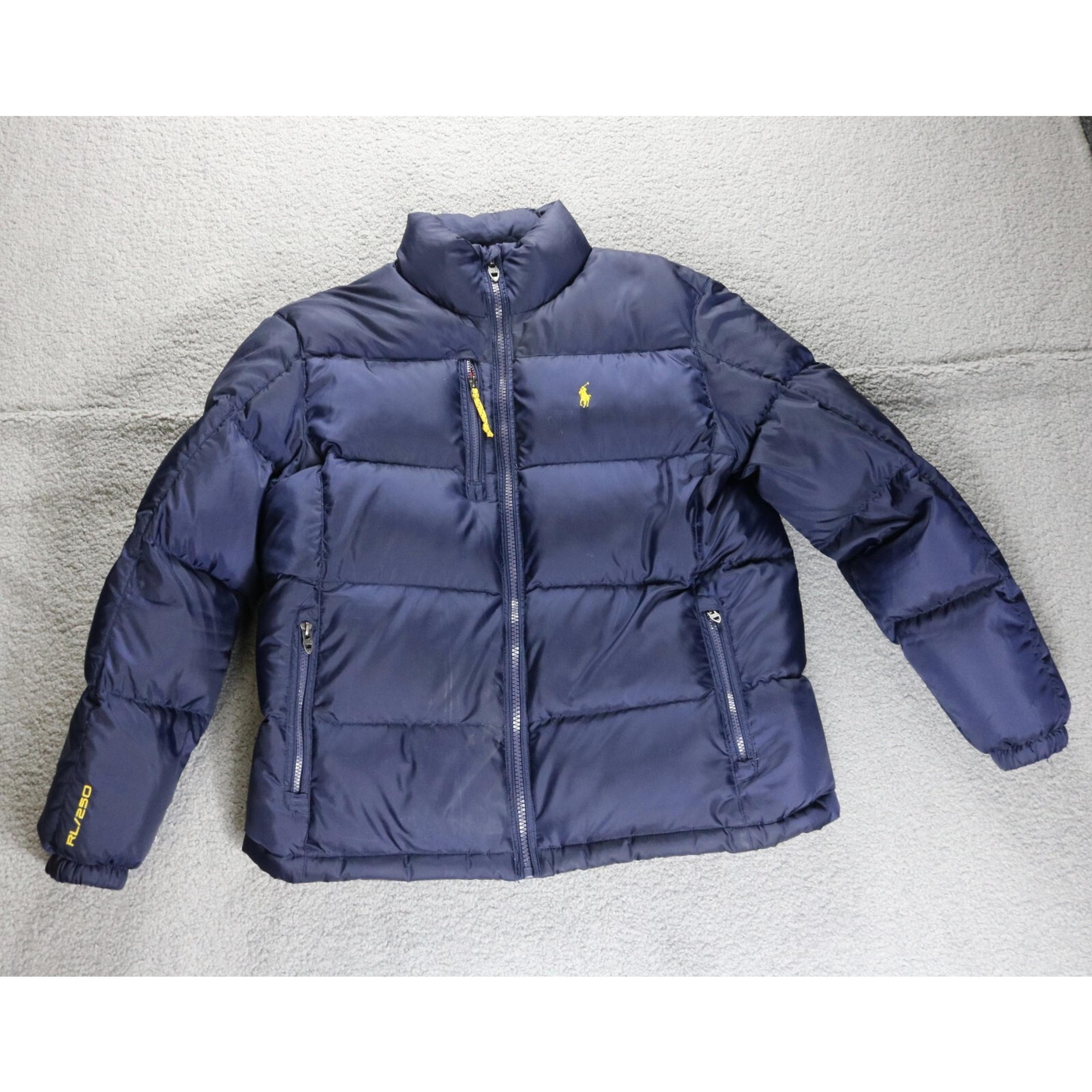 Polo Ralph Lauren Puffer Jacket Mens L Blue RL250 Down Coat Vintage